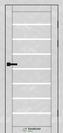 Двері Syndicat Doors PVC 102 Бетон білий сатинове скло